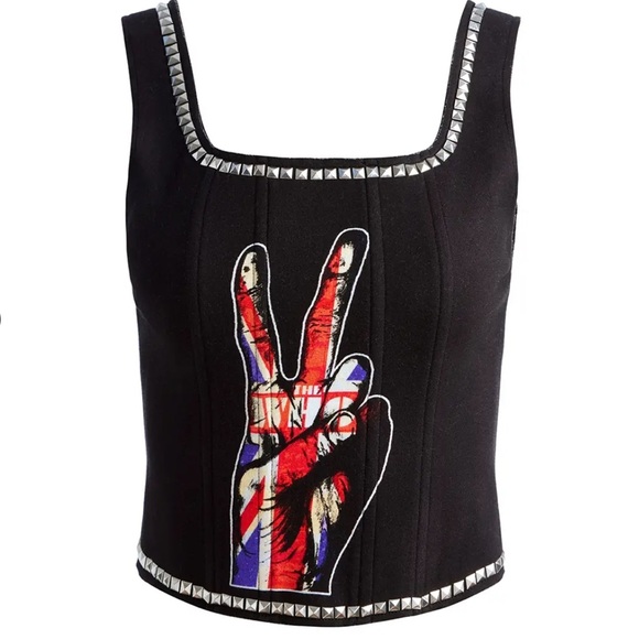 Alice + Olivia Breslin Band Tee Corset Top - Picture 2 of 10